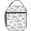 Hand Drawn Fish Portable Lunch Bag for Women/Men Insulated Reusable Lunch Box for Office Work School Picnic Beach Cooler Bag
