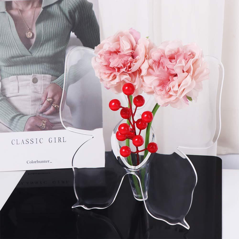Acrylic Butterfly Acrylic Vase Transparent Desktop Ornament Hydroponic Flower Vase Banquet