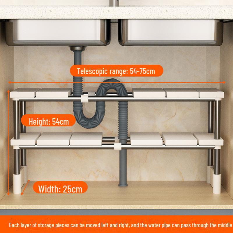 Retractable Multi-Layer Under-Sink Kitchen Storage Rack