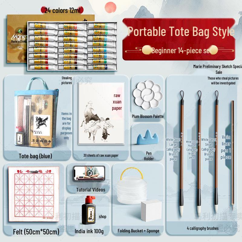 Набор Марии для начинающих из 12 цветов для детской живописи тушью с кистями