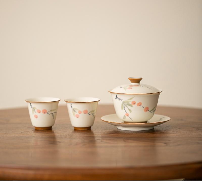 120 мл расписанная вручную миска с бамбуковой крышкой из хурмы, бытовая гайвань против ожогов, ручная работа, супница для приготовления чая, чашка для чая, чайные принадлежности