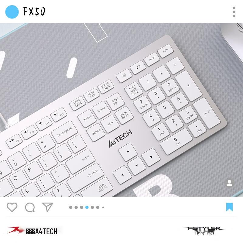 Проводная клавиатура A4TECH FX50 с тихими ножничными переключателями
