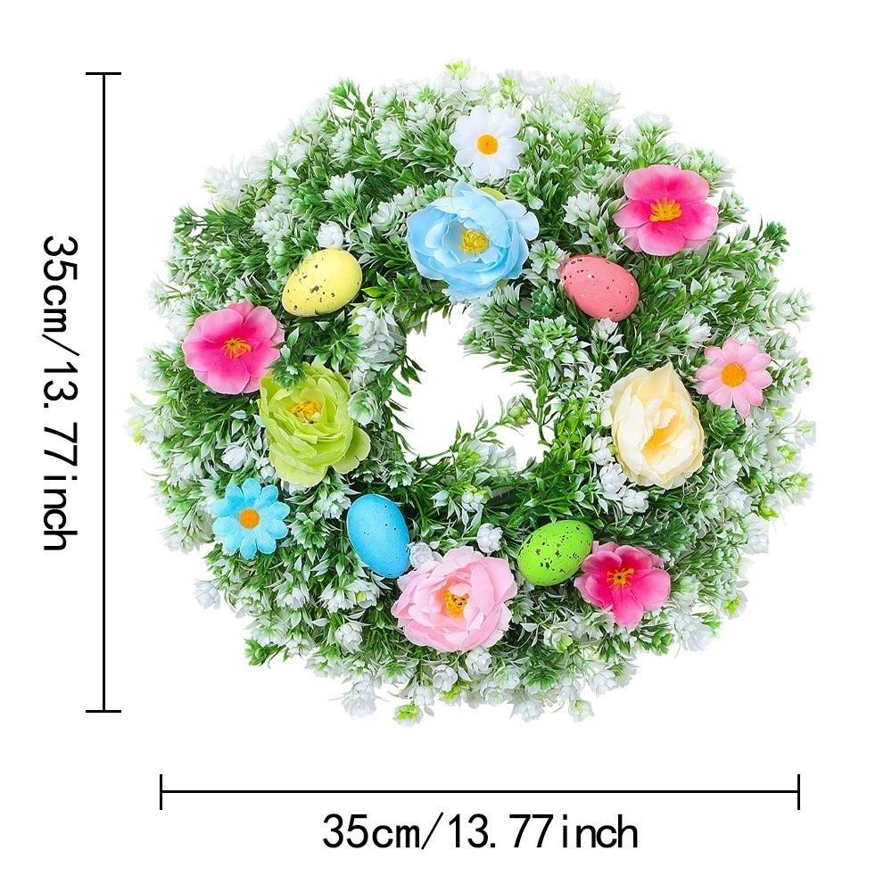 Plastic Easter Decoration Wreath Simulated Plant Lifelike Easter Egg Wreath Faux Flowers Handmade Spring Floral Wreath