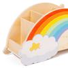 Lovely Wooden Rainbow Pen Container Multi-Compartment Pencil Case Desktop Stationery Organizer For School Office Gifts for Kids