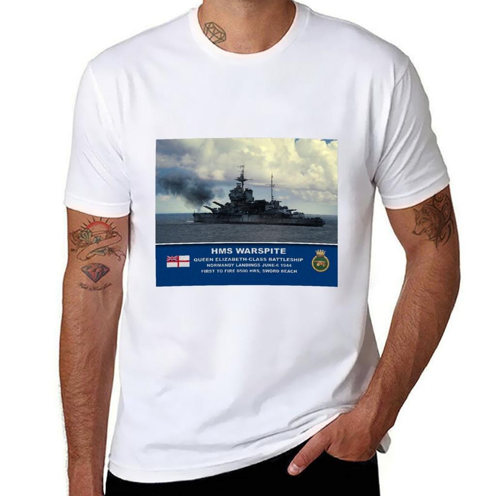Футболка с изображением линкора HMS Warspite Хлопковая футболка 100% Забавные футболки Хлопок Черная хлопковая футболка Однотонная Для мужчины Упаковка Футболка