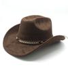 Suede Jazz Top Hat Women'S Brim Suede One-Word Top Men'S Ladies Cowboy Hat Felt Hat