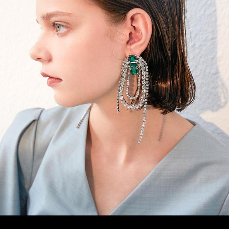 2021 тренд 925 серебряных игл с искусственными стразами и кисточками, длинные необычные серьги для женщин, модные украшения (5 шт. бесплатной доставки)