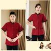 Hotel Housekeeping Uniform Women Slim Fit Top Stand Collar Short Sleeve Single Breasted Pockets Work Uniform Tops