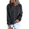 Women's Fashionable Warm Fleece Solid Color Hoodie Zipper Pocket Casual Jacket