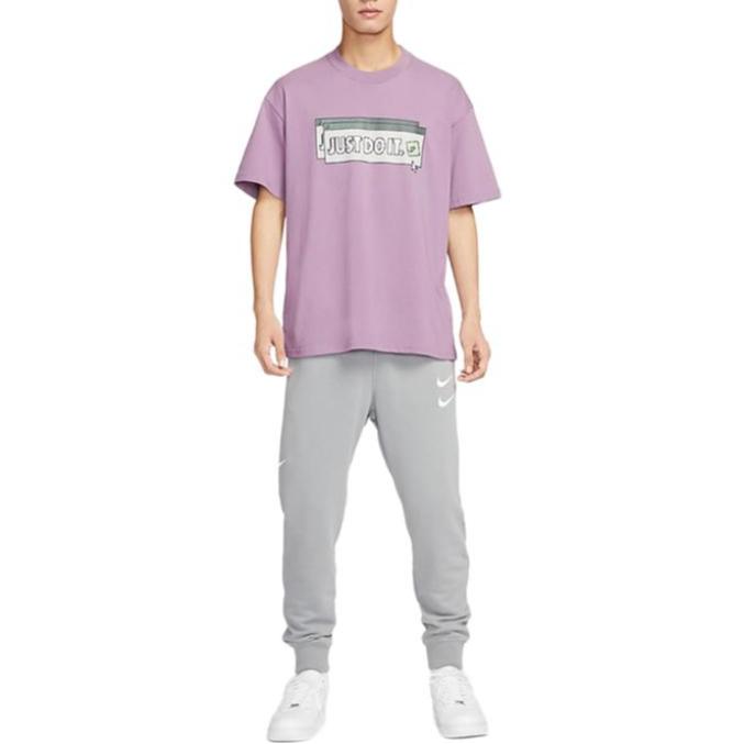 Nike T Shirts Men's Purple Crew Neck Moderate Straight Fit FD1301-591