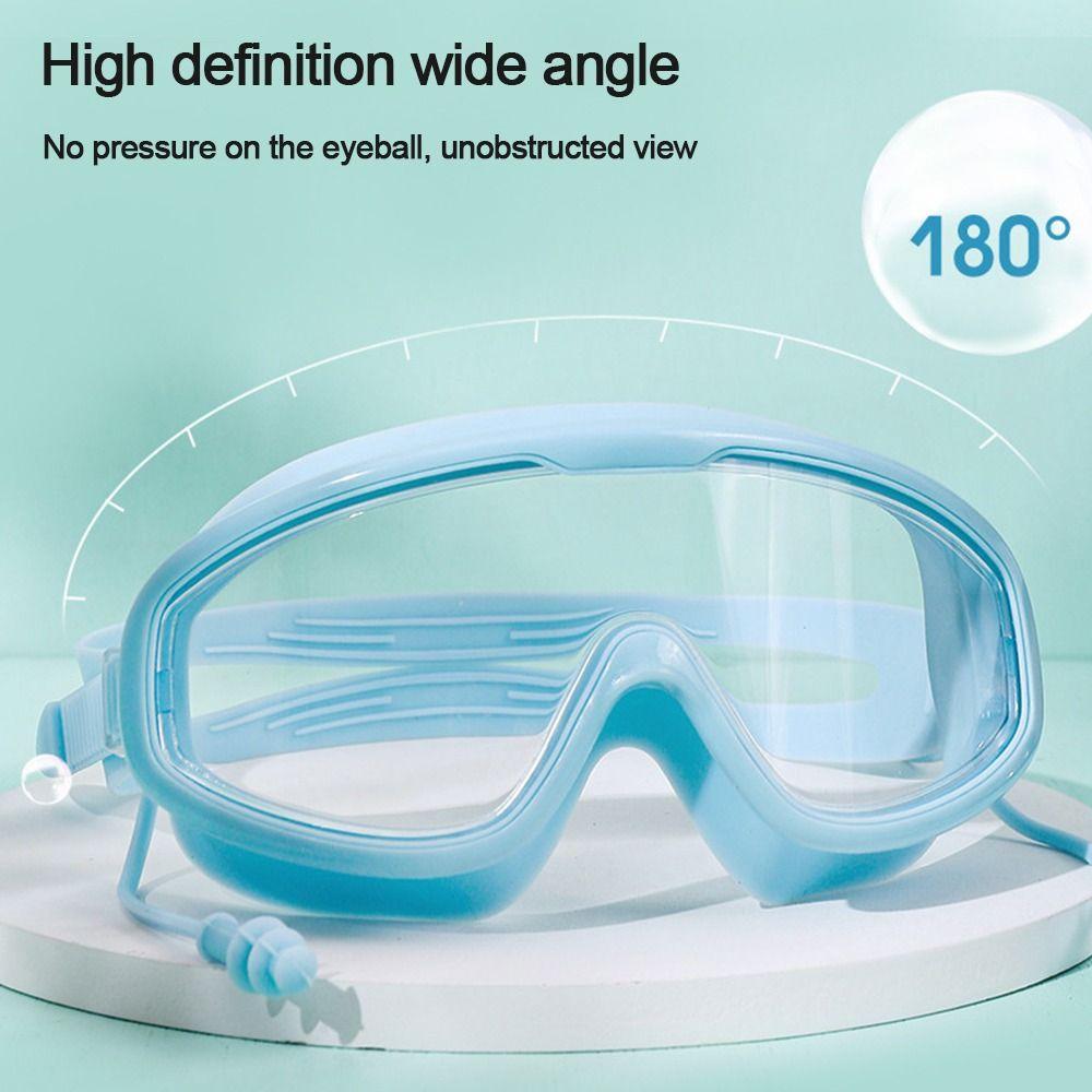 Adult Youth High Definition Wide View Swim Eyewear Swimming Goggles Eyeglasses with Earplugs