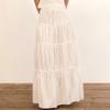 Naked Surf Club Shirred Tiered Long Skirt (White)