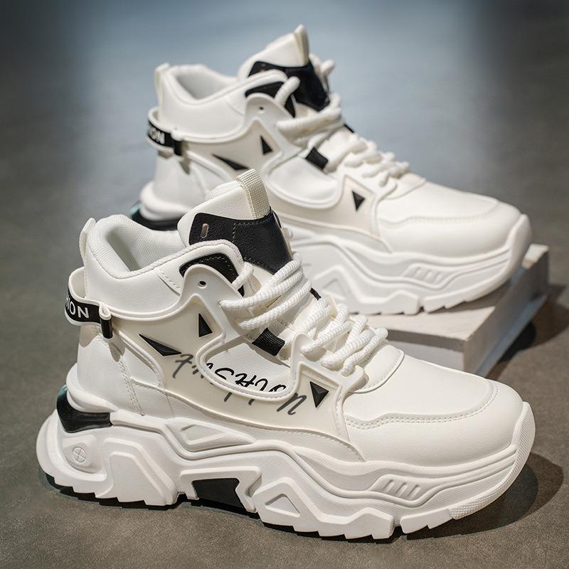 Мужские спортивные кроссовки с высоким верхом, осенние молодежные ботинки Мартина, спортивно-повседневные, маленькие белые, увеличивающие рост, папины, универсальные, трендовые туфли