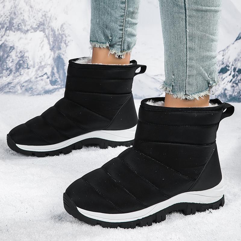 Ladies' Winter Fashionable Anti Slip Wear-resistant and Warm High Top Cotton Shoes with Added Fleece Outdoor Snow Boots