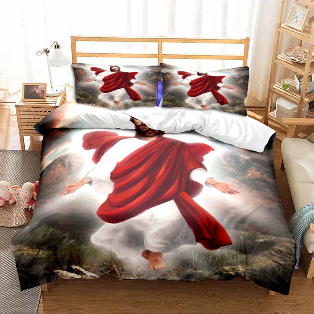 Иисус Дева Мария Постельный комплект Спальня Полуторный Постельный комплект Одеяло Детский Взрослый Кровать Пуховое одеяло Двуспальный Кинг Одеяло Домашний декор