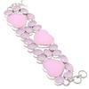 Натуральный розовый халцедон драгоценный камень ручной работы серебро 925 пробы браслет 7-8" J9N84