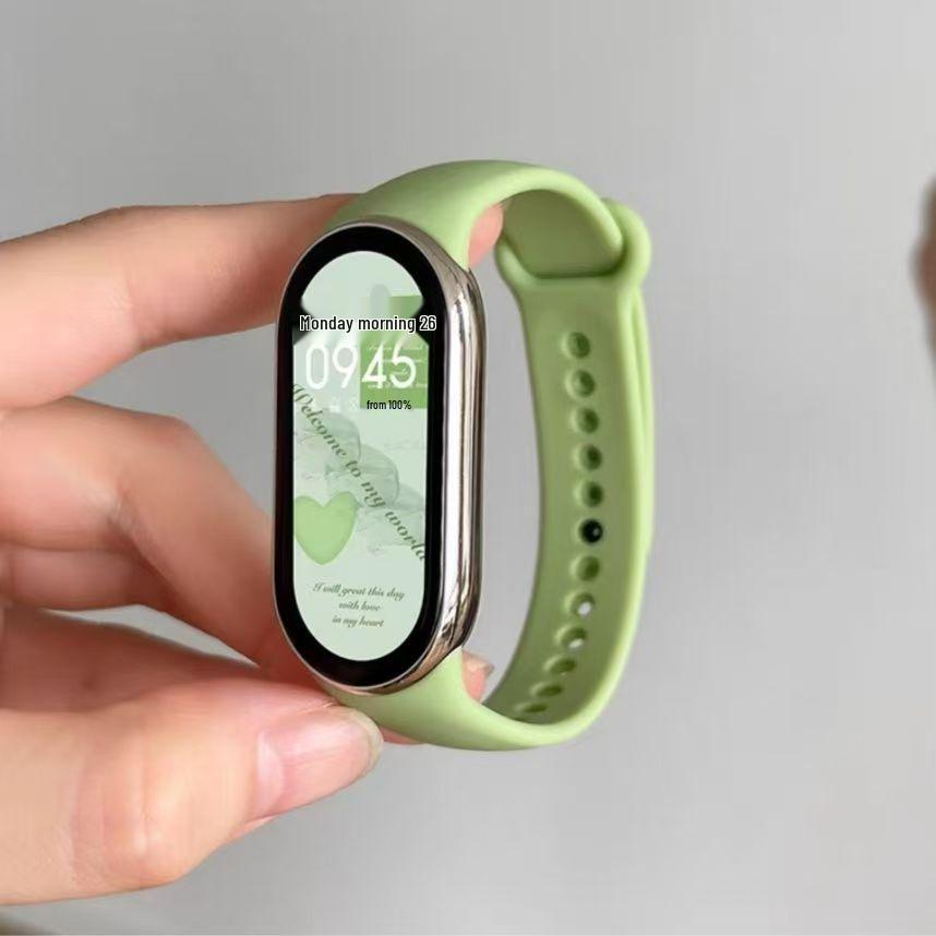 ZhiDai Металлический зернистый силиконовый браслет для Xiaomi Mi Band 8/9 - Модный сменный смарт-браслет для мужчин и женщин.