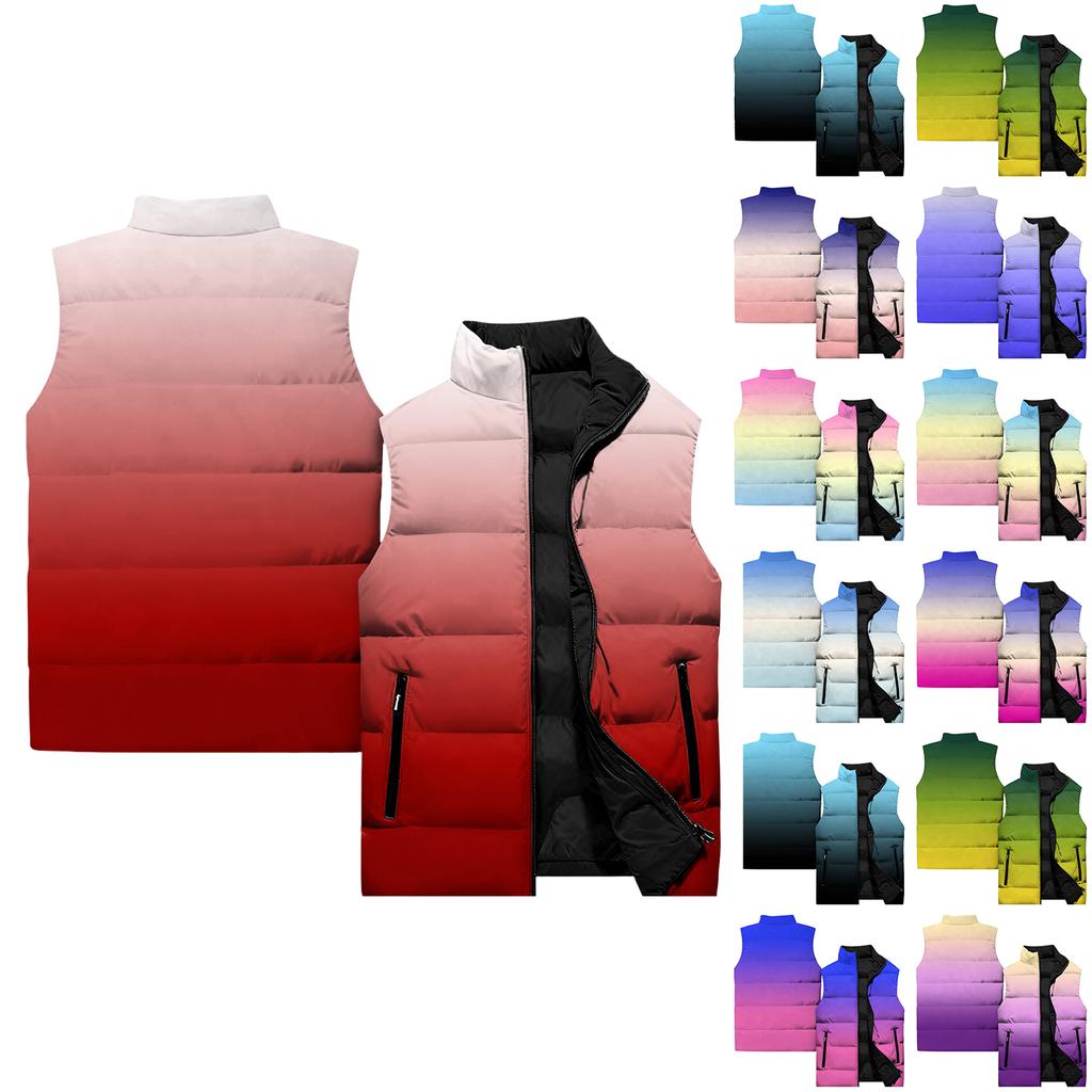 Ladies' Casual And Fashionable Sleeveless Vest Gradient Color Printing Cotton Jacket