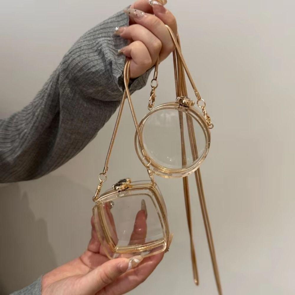 Золотая застежка-замок Прозрачная сумка через плечо Креативная акриловая сумка кроссбоди Вечеринка