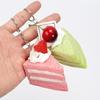 Realistic Triangle Cake Key Ring With Fruit Toppings Cute Food Shape Charm for School Bag Decor Student Birthday Gifts