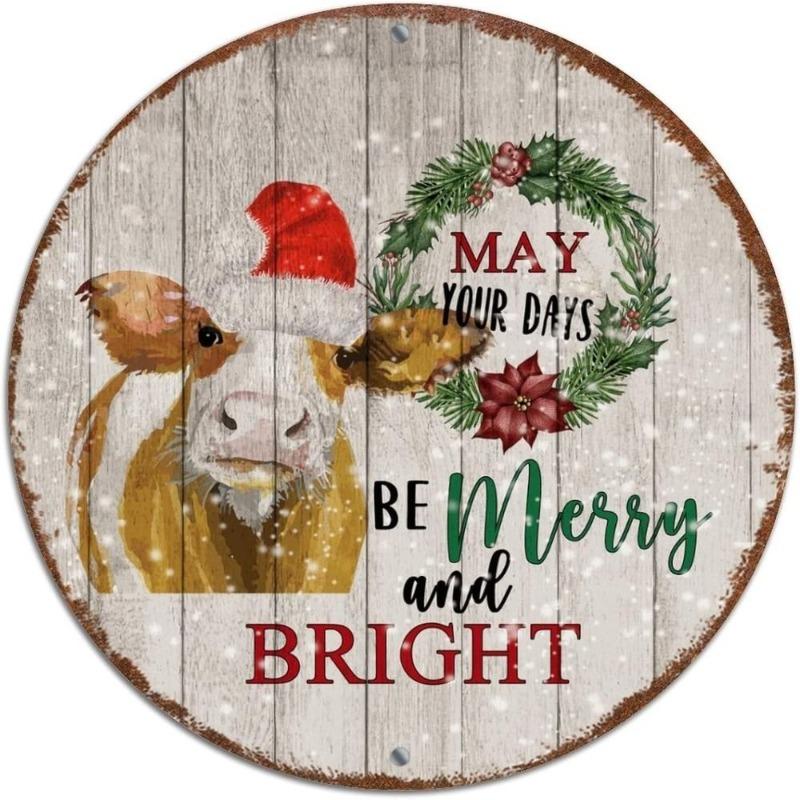 Witch Broom Halloween Sign, Round Aluminum Wall Plaque 20x20cm