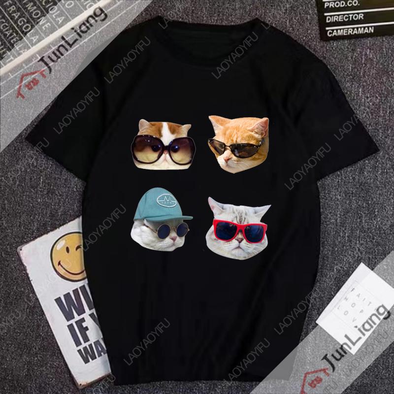 Huh Cat Meme Unisex's T-shirts Hip Hop Streetwear Cute Cats Humor Y2k Unisexga Unisex's T-shirt Short Sleeve Tee Funny Gifts Clothing