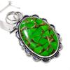 Natural Copper Green Turquoise Gemstone 925 Sterling Silver Pendant 2.29" a2W51