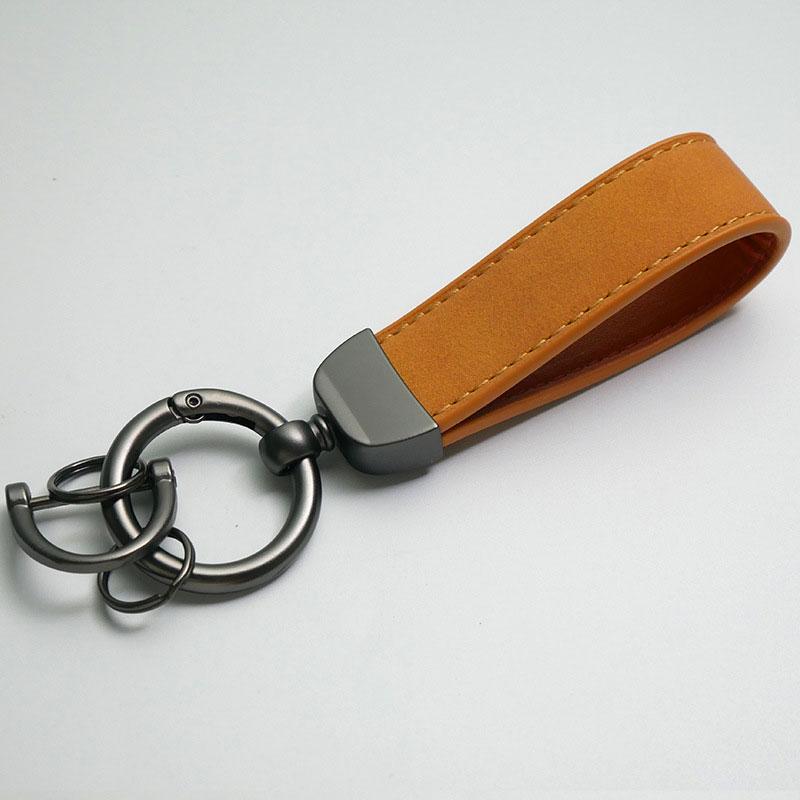 1PC Bag Pendants Leather Car Key Rings Leather Keychain Pure Color Buckle Cars Key Ring Gifts