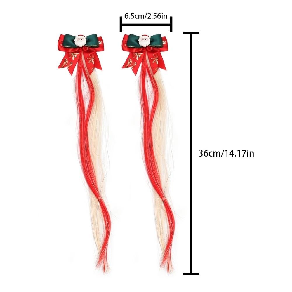 1/2Pcs Vibrant Festive Hairpin Ornament Santa Claus Bow Braid Headband Themed Events