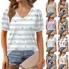Женские летние топы с коротким рукавом и V-образным вырезом, свободные повседневные футболки