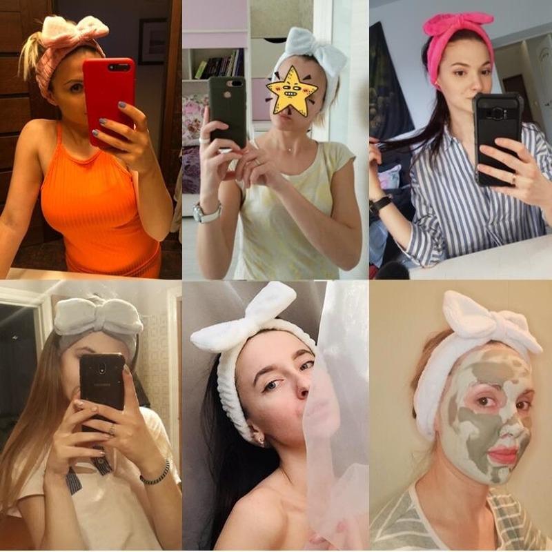 1 шт., 8 цветов, повязка на голову, женская повязка для макияжа, повязка для мытья лица, однотонный бант, аксессуары для волос