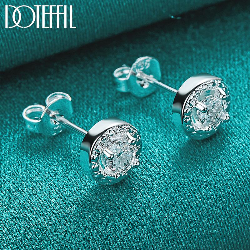 Серьги из стерлингового серебра 925 пробы с круглыми AAA цирконами, модные свадебные ювелирные аксессуары