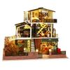 Spilay DIY Wooden Miniature Dollhouse Beginner Craft Set Music Dust Cover Christmas Gift for Kids Ages 1/24 - Ha+LED Light, Box, - Birthday, Holiday,