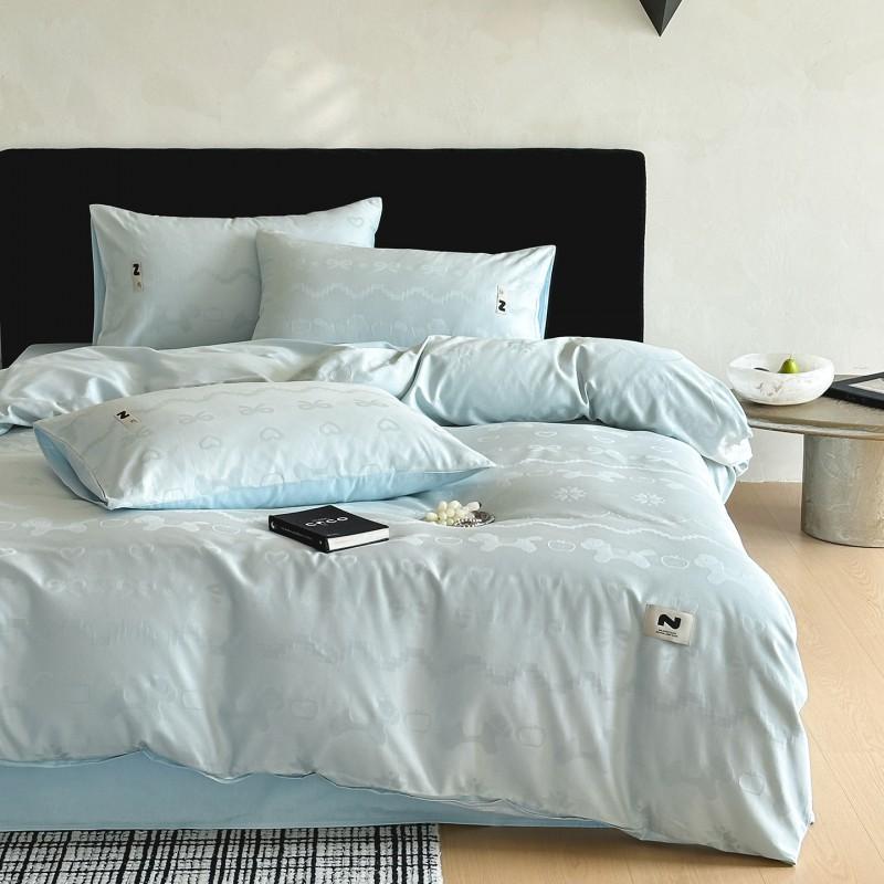 60S Cotton Sateen Jacquard Bedding Set Solid Color Bed Linen