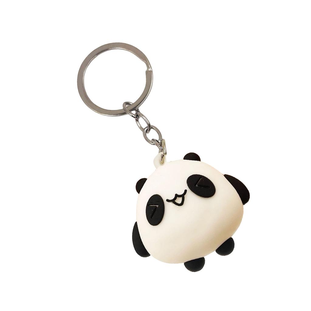 Adorable Silicone Panda Keychain Cartoon Animal Pendant Keyring Handmade Backpack Accessory for Girls and Boys