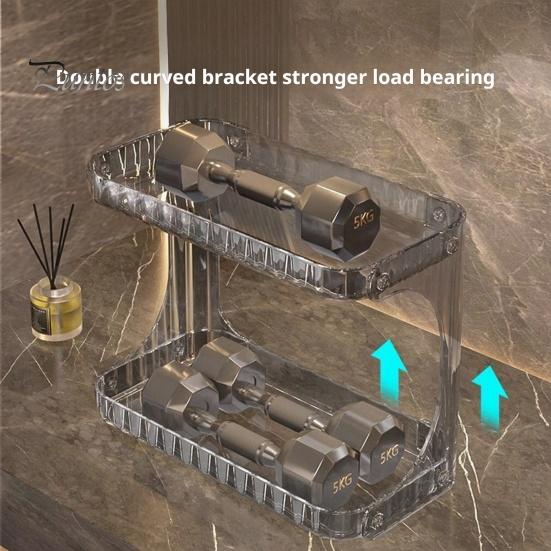 Двухслойная стойка для хранения косметики, органайзер для столешницы в ванной, большая вместимость, поднос для духов, полка для хранения косметики