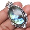 Pendant Shiney Labradorite Gemstone Valentine'Day Ethnic Silver Jewelry 2"