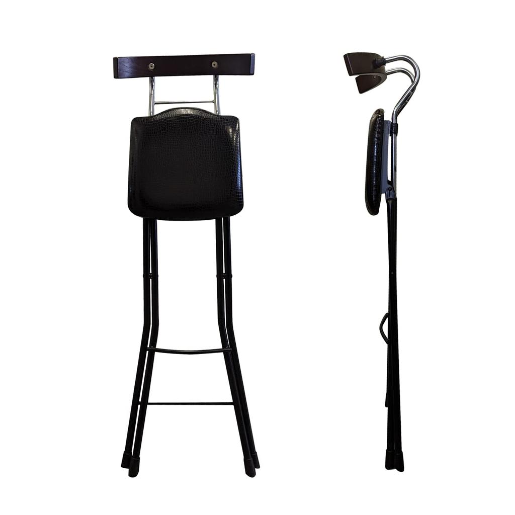 Rene Seiko Складной стул высокого типа, сделано в Японии. Идеально для барного стула. Высота сиденья 73 см (черный)