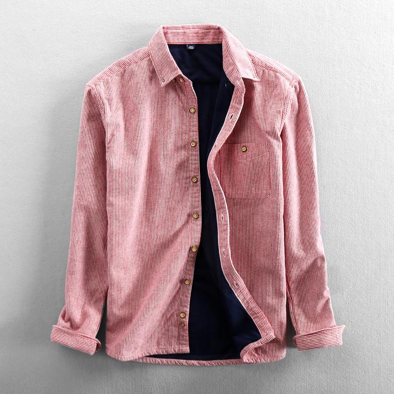 Зимняя толстая рубашка, мужская фланелевая рубашка с длинным рукавом, теплая полосатая рубашка, мужские топы высокого качества, одежда