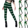 Женские зеленые эластичные леггинсы с принтом четырехлистного клевера для йоги, фитнеса, бега, спортзала, спортивных активных брюк