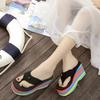 Fashion Beach Shoes Ladies' Slippers On A Wedge Women Heels Multicolored Sandals Gingham Rubber Flip Flops Luxury Slides Sabot High Flat