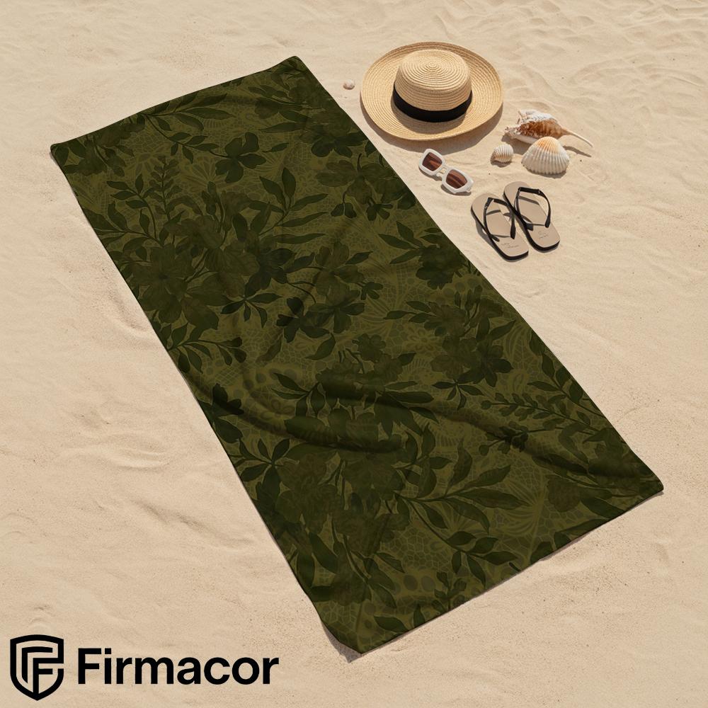 Olive Green Foliage Soft Portable Travel Towel Unisex Ultra Lightweight Microfiber Oversized Sand Free Quick Dry Beach Towel