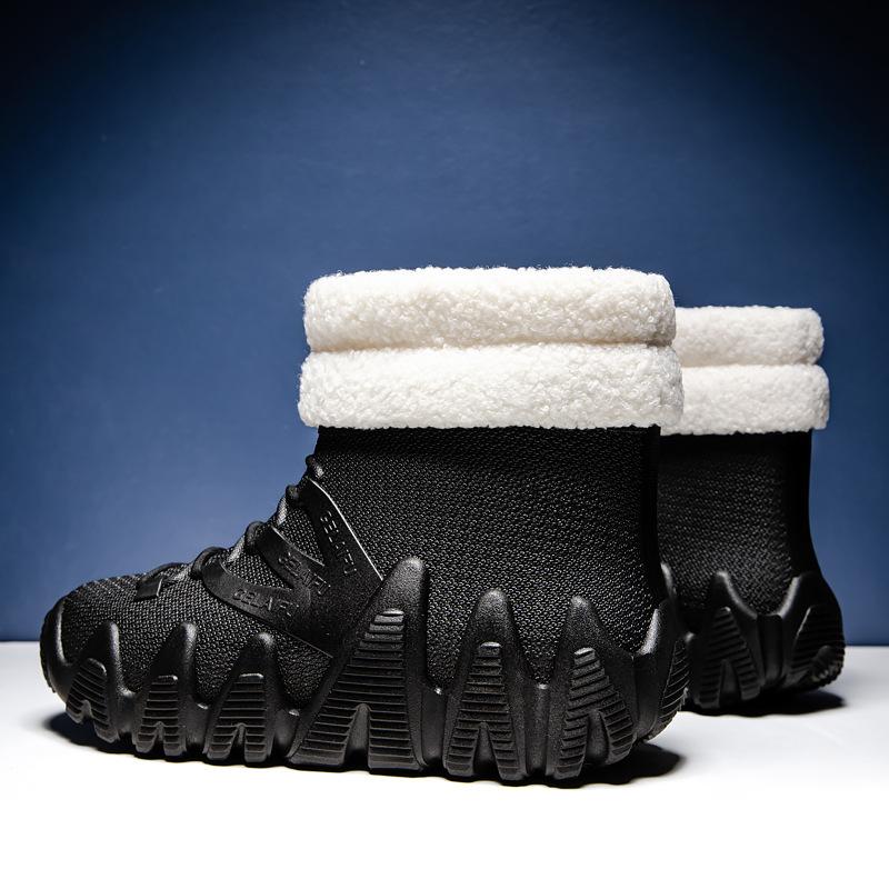 ПВХ водонепроницаемые мужские зимние ботинки с утолщенной подошвой нескользящие модные для отдыха с подкладкой тепло