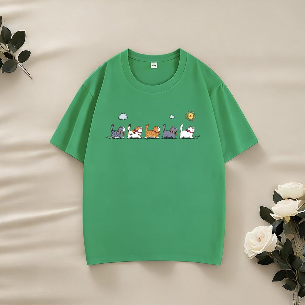 220 г Детская хлопковая футболка с рисунком – Модная с коротким рукавом для мальчиков и девочек