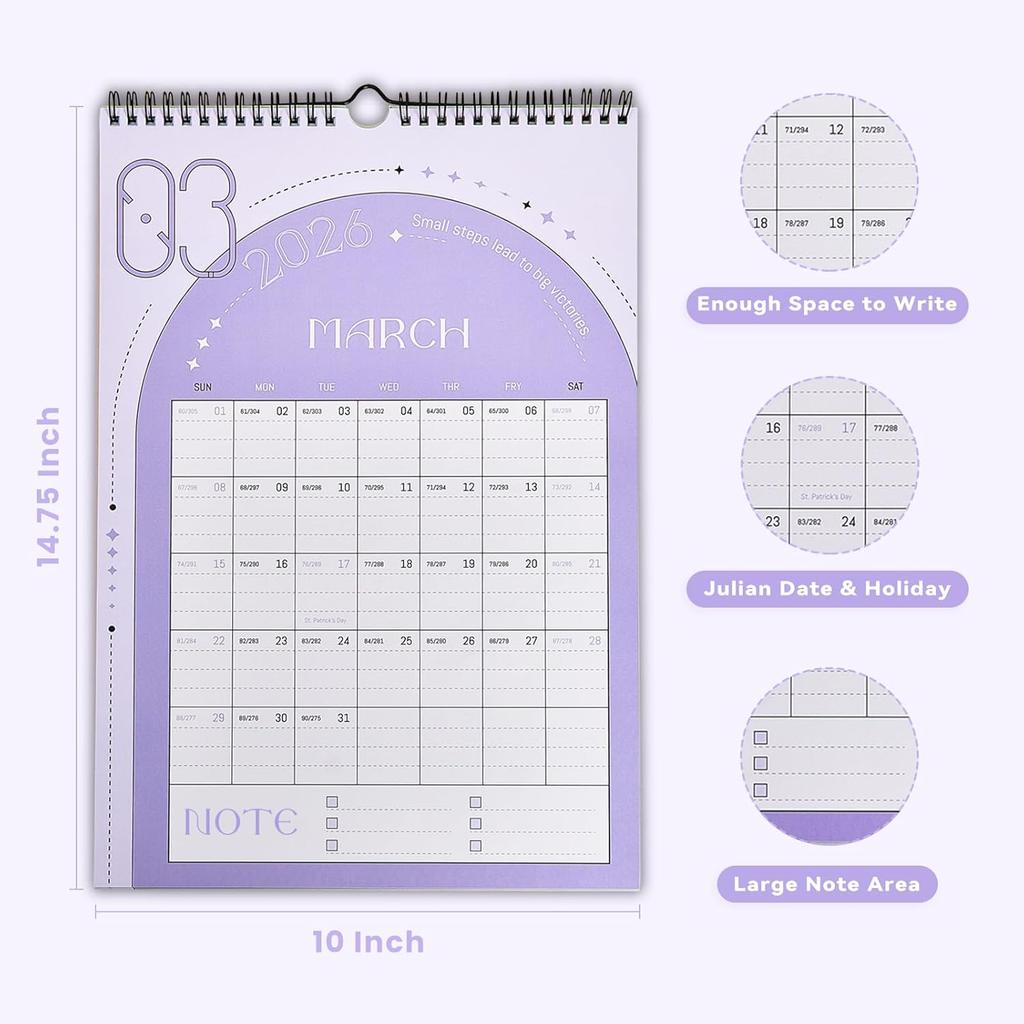 Aesthetic Wall Calendar 2026 10" x 15", Run from January 2026 to June 2027 Vertical Calendar,18-Month Hanging Monthly Calendars, Positive Planner for