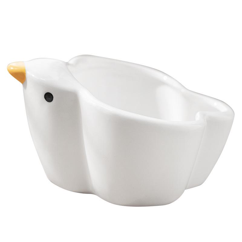 Ceramic Bird-Shaped Splash-Proof Parrot Feeding Bowl for Budgies & Cockatiels