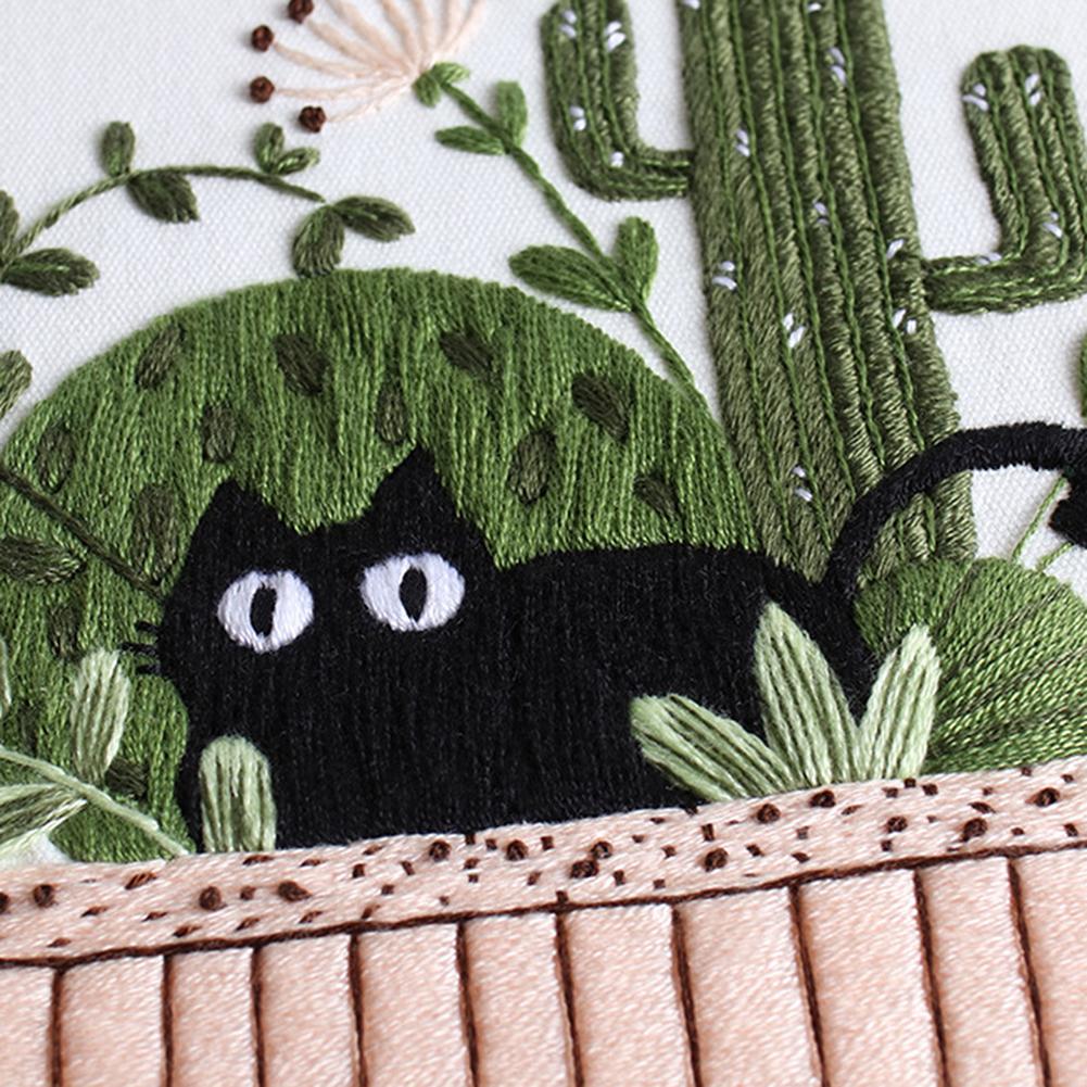 Набор для вышивки кошек своими руками с пяльцами, нитками, иглами, наборы для вышивки крестиком для начинающих любителей художественного творчества