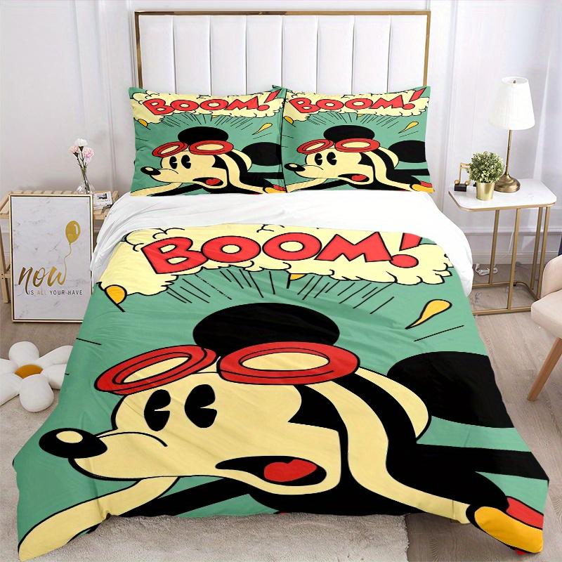 3pcs Mickey Mouse Goggles BOOM Bedding Set - Includes Quilt Cover and Pillowcases, Suitable for All Seasons, Machine Washable - Ideal Gift for Fa