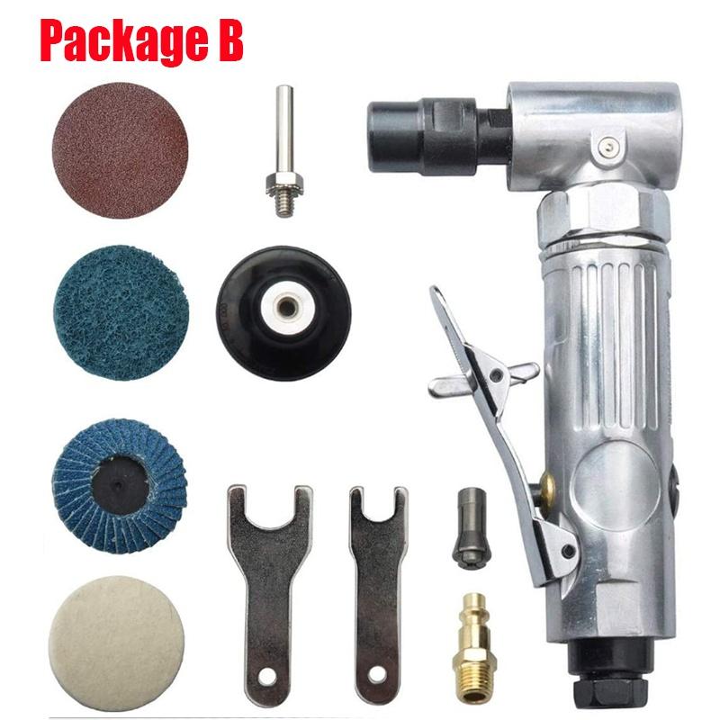 Мини-полировальный станок с воздушным углом, электроинструменты, угловая шлифовальная машина с воздушным углом, 90 градусов, пневматический полировально-шлифовальный станок, пневматический шлифовальный станок, комплект для шлифования