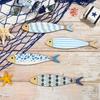 4 Pcs Wooden Fish Wall Decor Nautical Coastal Wall Art Blue Fish Wall Sculpture Lake House Hanging Decor for Bathroom Bedroom